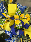 Lemon Wreath, Lemon Summer Decor, Navy Lemon Decor