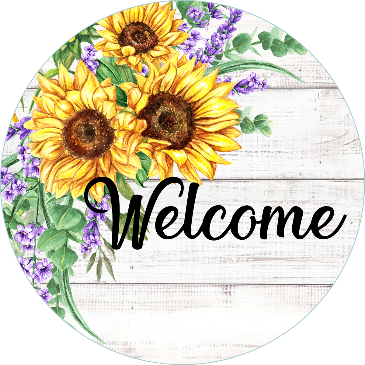 Welcome sign with sunflower farmhouse decor wreath sign wreath attachment  wreath supplies craft supplies metal sign wreath center