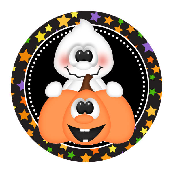 #13 Ghost - Pumpkin Sign, Halloween Sign, Wreath Sign, Wreath Center, Wreath Attachment