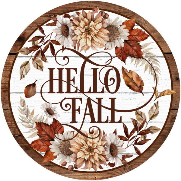 #19 Hello Fall Sign, Fall Sign,  Wreath Sign, Wreath Center, Wreath Attachment