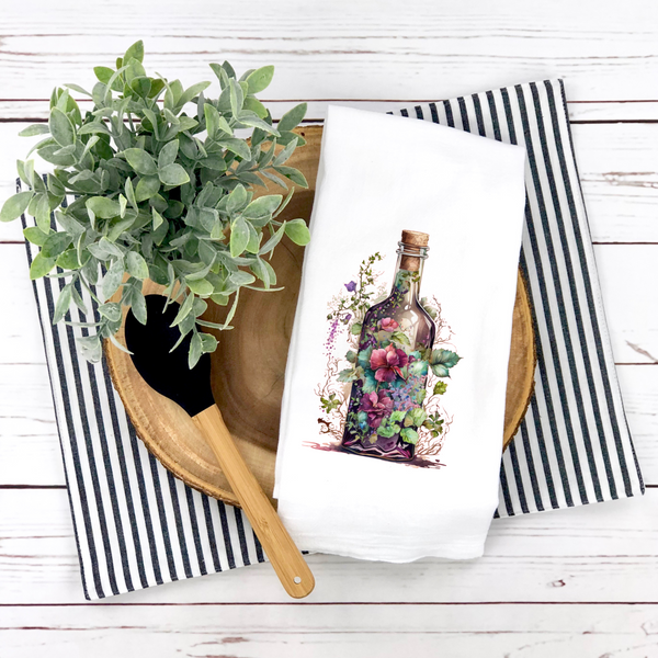 Wine Bottle Design Tea Towel, Everyday Design, Kitchen Décor, Hostess Gift
