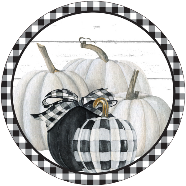 #20 White and Black Pumpkin Sign, Fall Sign,  Wreath Sign, Wreath Center, Wreath Attachment