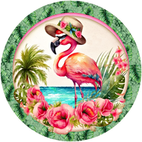 #30 Summer Flamingo Sign, Wreath Sign, Wreath Center, Wreath Attachment