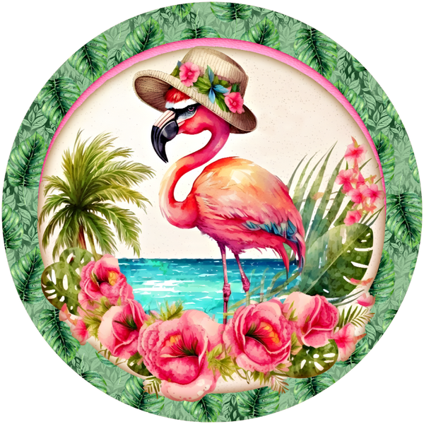 #30 Summer Flamingo Sign, Wreath Sign, Wreath Center, Wreath Attachment