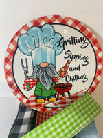 #494 Summer Sign and Ribbon Kit, Summer Design, Grilling, Sipping and Chillin Sign