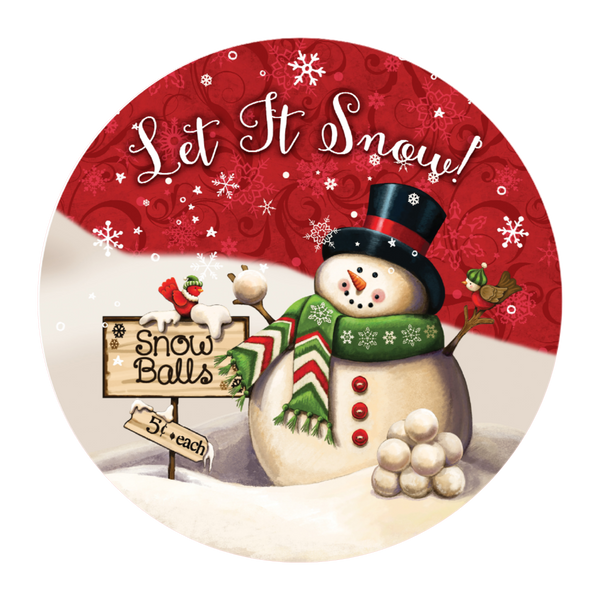 C054 Let it Snow Metal Sign, Wreath Sign, Wreath Center, Wreath Attachment