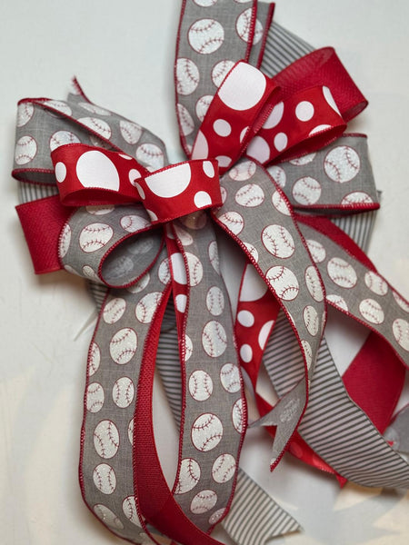 #928 Baseball Bow,  Lantern Bow, Wreath Bow, Home Décor
