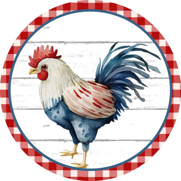 Americana Rooster Sign,  Patriotic Sign, Wreath Center, Wreath Attachment