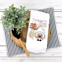 Baking Recipe Design, Holiday Gnome,  Holiday Tea Towel, Christmas Kitchen Décor, Christmas Party Décor, Hostess Holiday Gift