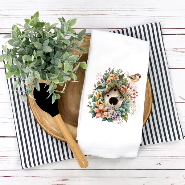 #1 Bird House Tea Towel, Spring Design, Tea Towel Design, Spring Kitchen Décor, Spring Hostess Gift