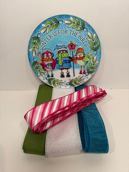 #790  Holiday Sign and Ribbon Bundle, Wreath Center