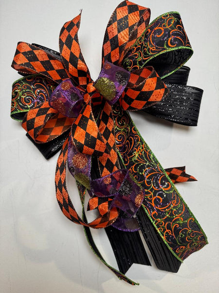 #1039 Halloween Bow, Lantern Bow, Wreath Bow