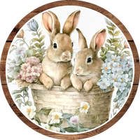 Brown Spring  Bunnies, Spring Sign, Wreath Attachment, Wreath Sign, Wreath Center
