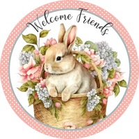 Welcome Friend Sign,  Bunny Sign, Spring Sign, Wreath Sign, Wreath Center