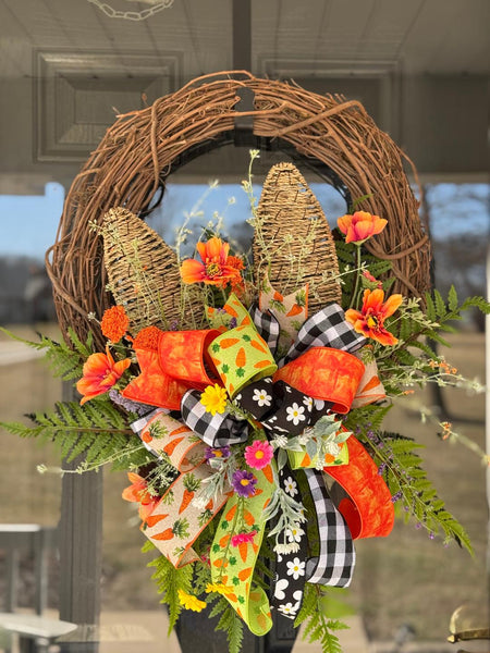 Spring Floral Wreath,  Front Door Décor, Easter Design