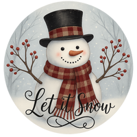 C007 Let It Snow Sign, Holiday Sign, Wreath Center, Wreath Attachment