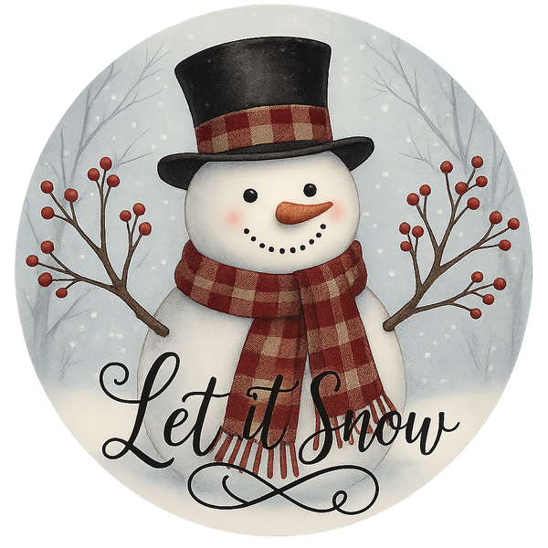 C007 Let It Snow Sign, Holiday Sign, Wreath Center, Wreath Attachment