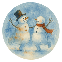 C009 Dancing Snowmen Sign, Holiday Sign, Wreath Center, Wreath Attachment