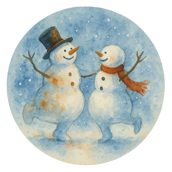 C009 Dancing Snowmen Sign, Holiday Sign, Wreath Center, Wreath Attachment