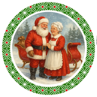 C062 Mr. & Mrs. Claus Sign, Holiday Sign, Wreath Center, Wreath Attachment