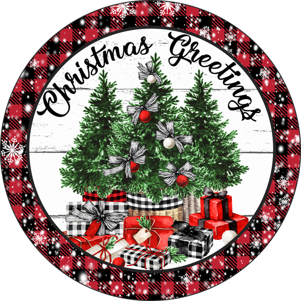 C071 Christmas Greetings, Holiday Sign, Christmas Sign, Wreath Sign, Wreath Center (Copy)