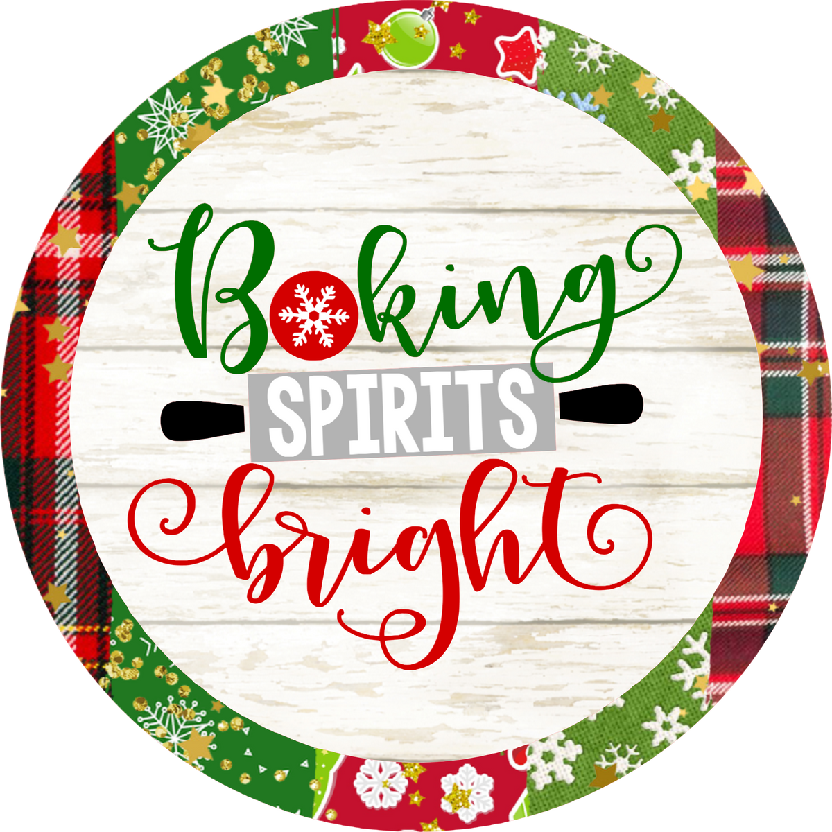 C098 Baking Spirits Bright, Christmas Sign, Holiday Sign, Wreath Sign ...