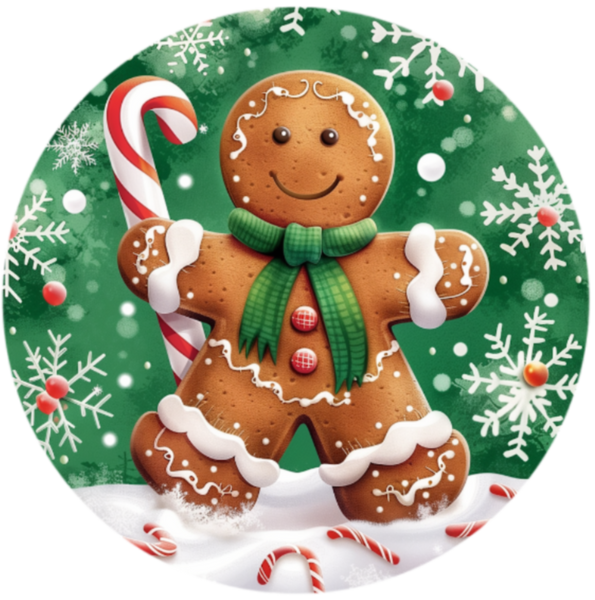 C108 Gingerbread Sign, Holiday Sign, Wreath Center, Wreath Attachment