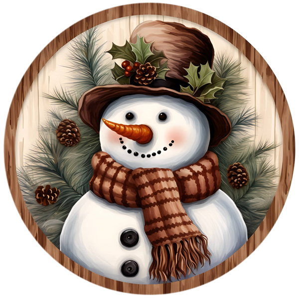 C109 Rustic Snowman Sign, Holiday Sign, Wreath Center, Wreath Attachment