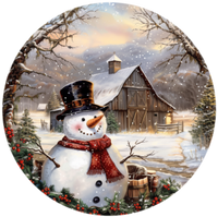 C110 Snowman in Barnyard,  Sign, Holiday Sign, Wreath Center, Wreath Attachment