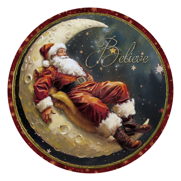 C111 Believe Sign, Santa Sign, Holiday Sign, Wreath Center, Wreath Attachment