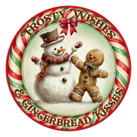 C112 Frosty Wishes Sign, Holiday Sign, Wreath Center, Wreath Attachment