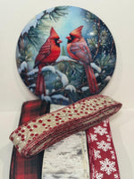 #792 Cardinal Sign and Ribbon Bundle,  Holiday Sign and Ribbon Bundle, Wreath Center