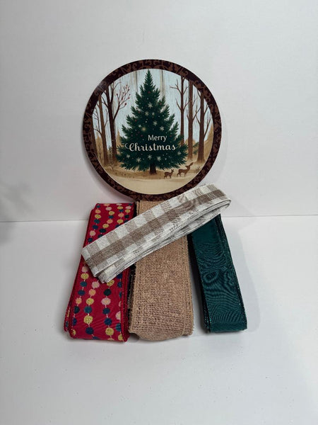 #793  Woodland Sign and Ribbon Bundle,  Holiday Sign and Ribbon Bundle, Wreath Center