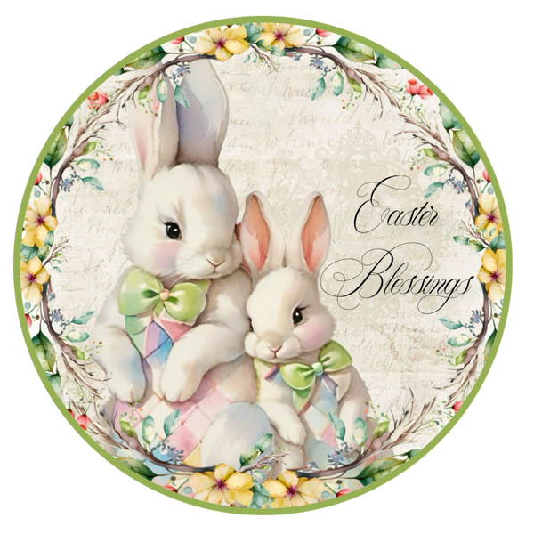 Easter Blessings Sign, Wreath Center, Wreath Attachment