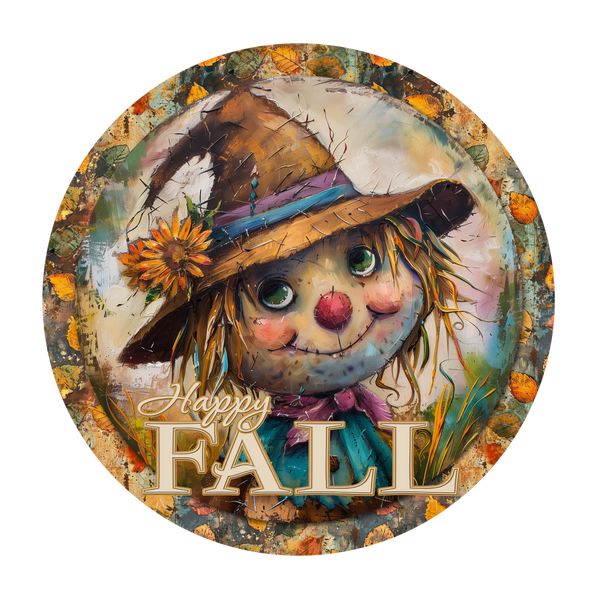 F034 Scarecrow Sign, Fall Sign, Metal Sign, Wreath Sign