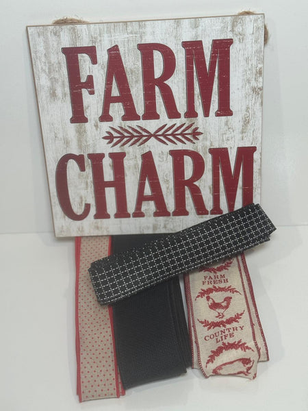 # 756  Farm Charm Sign and Ribbon Bundle
