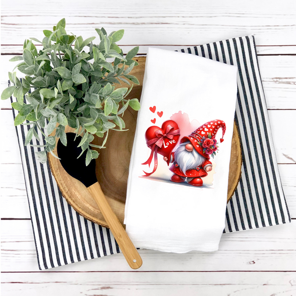 Valentine Gnome Design, Valentine Tree, Valentine Tea Towel,  Kitchen Décor, Valentine Party Décor, Hostess Valentine Gift