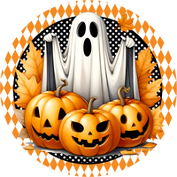 H042 Halloween Sign,  Metal Sign, Wreath Sign, Wreath Center