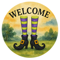 H118 Halloween Sign,  Welcome Sign,  Metal Sign, Wreath Sign, Wreath Center
