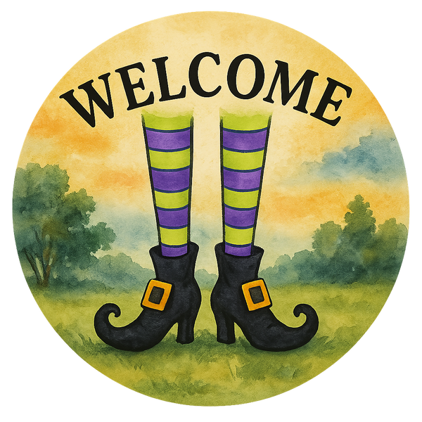 H118 Halloween Sign,  Welcome Sign,  Metal Sign, Wreath Sign, Wreath Center