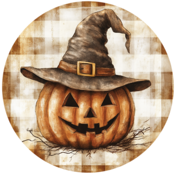 H124 Rustic Jack' O Lantern.  Halloween Sign, Metal Sign, Wreath Sign