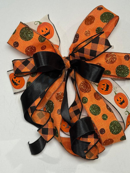 #1022 Halloween Bow, Lantern Bow, Wreath Bow