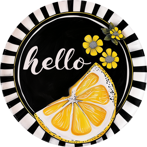 Hello Sign, Lemon Sign, Wreath Center