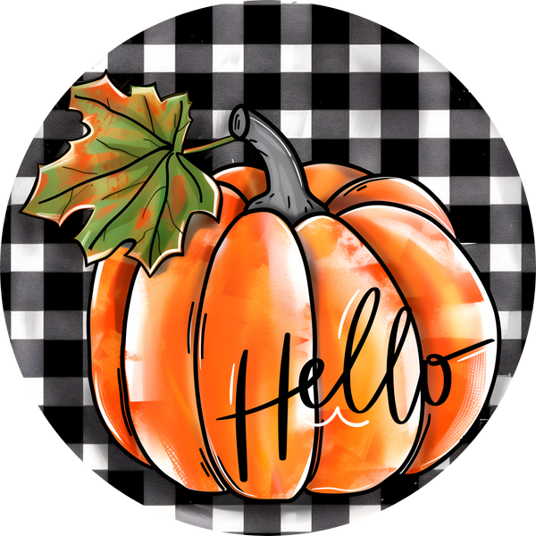 Hello Pumpkin Sign,  Metal Sign, Wreath Sign, Wreath Center