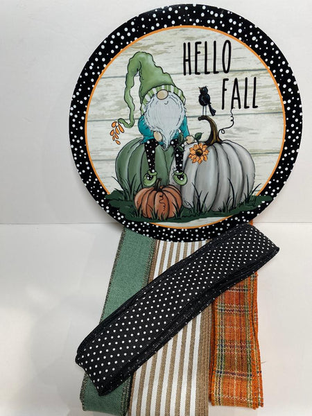 #554 Hello Fall Sign and Ribbon Bundle, Wreath Center
