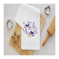 Lavender and Butterfly Tea Towel, Spring Kitchen Décor, Spring Hostess Gift