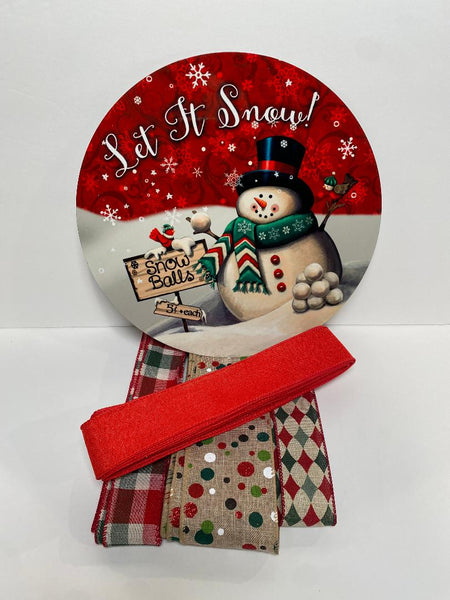 #561 Let It Snow Sign and Ribbon Bundle, Holiday Design, Wreath Center