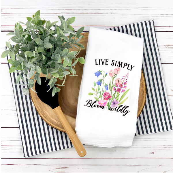 Live Simply Tea Towel, Spring Tea Towel, Kitchen Décor, Hostess Gift