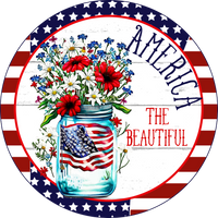 America The Beautiful Sign,  Patriotic Sign, Wreath Center, Wreath Attachment