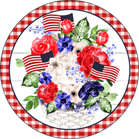 Patriotic Flower Sign,   Patriotic Sign, Wreath Center, Wreath Attachment